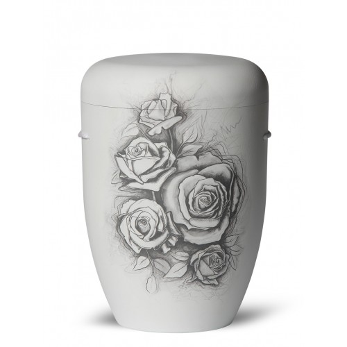 Hand Painted Biodegradable Cremation Ashes Funeral Urn / Casket – Rose (Love is Kind, Love is Special)